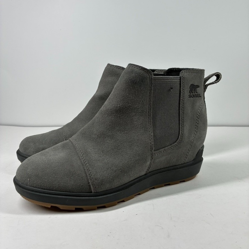 Sorel Evie II Chelsea Women's 8 Quarry Gray Suede Waterproof Wedge Boots NL5020